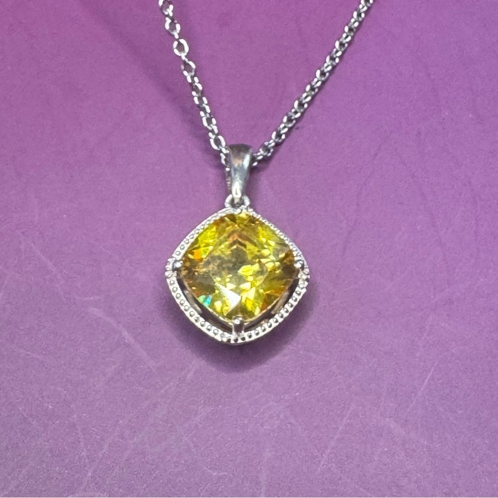 Yellow Diamond Pendant (simulated diamond)  in sterling silver